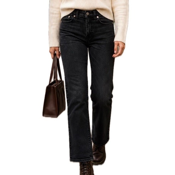 Madewell Denim - Madewell Slim Boy Jean. Black Distressed. Midrise, Straight Leg. Women's Size 27
